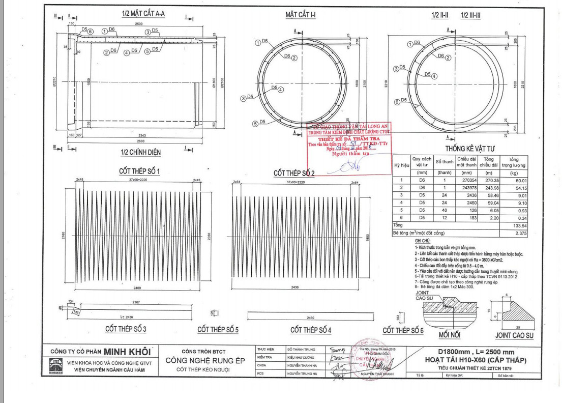 Bản vẽ cống rung ép D1800 H10