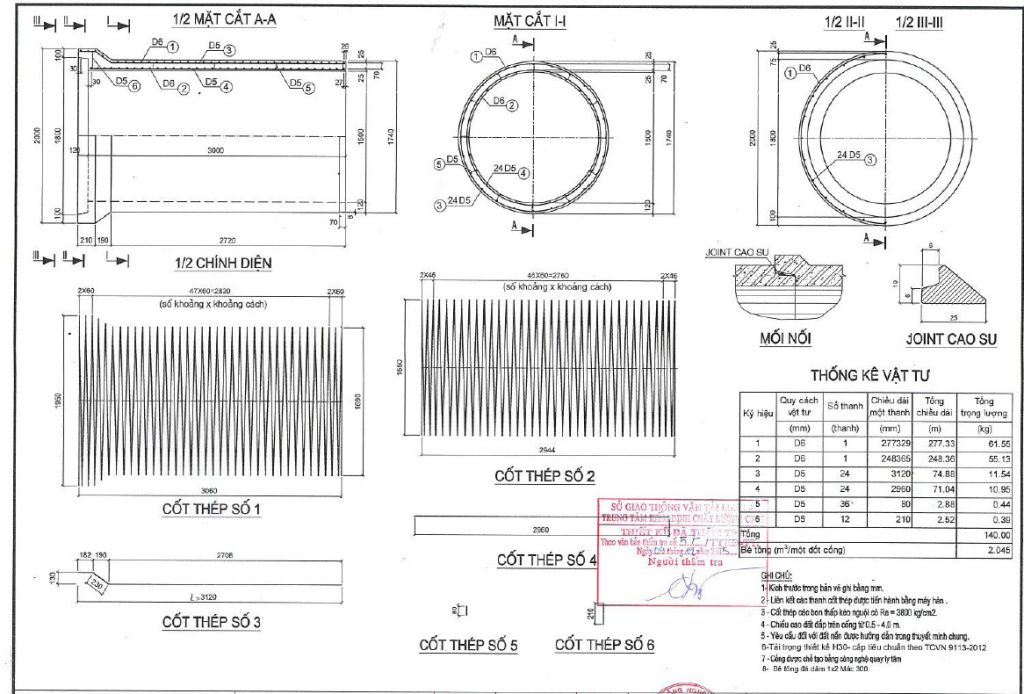 Bản vẽ cống ly tâm chịu lực D1500 tại Bến Lức Long An