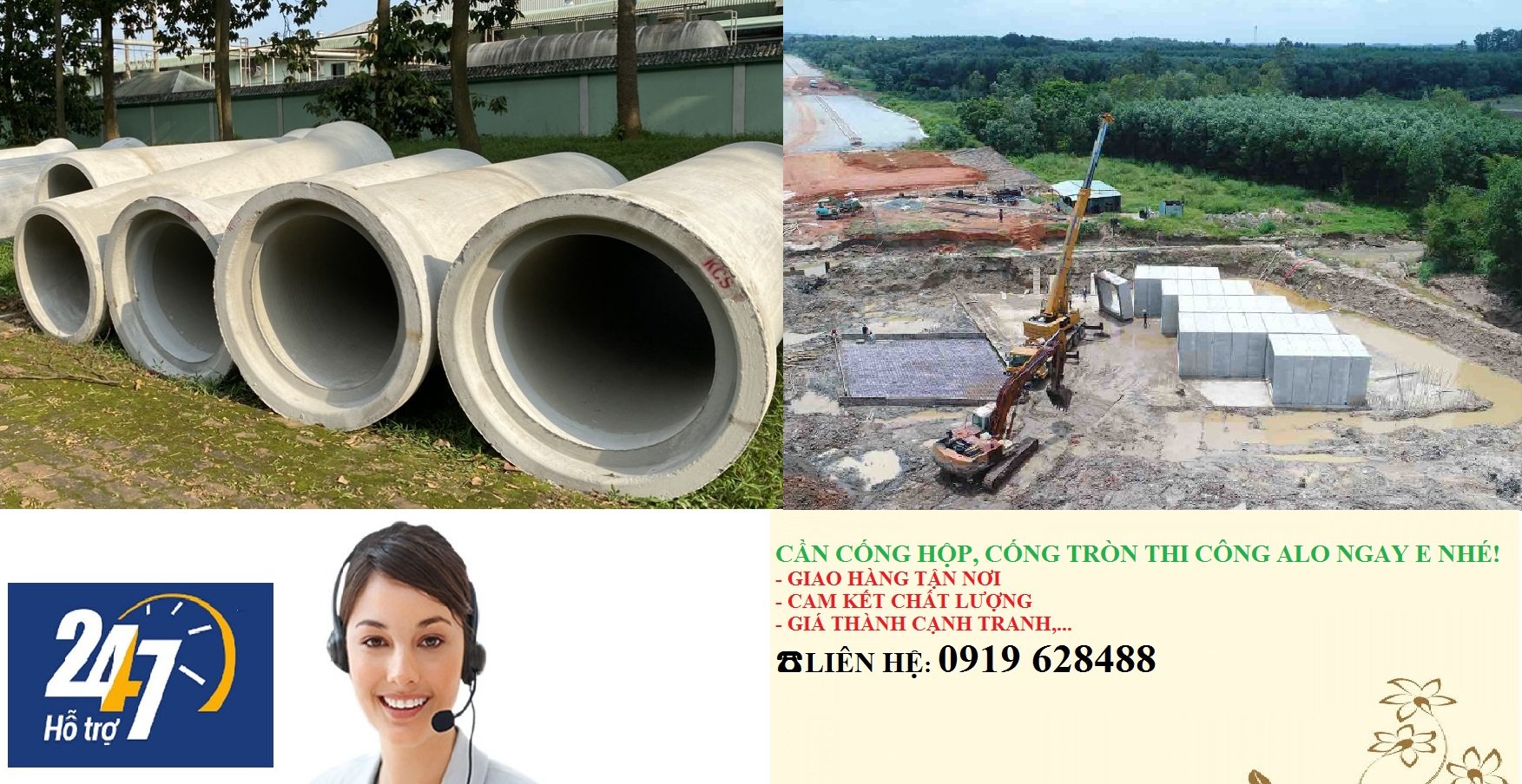 Cống tròn cống hộp Minh Khôi D400 D500 D600 tại Gò Đen Lương Hòa Nhựt Chánh Bến Lức Long An