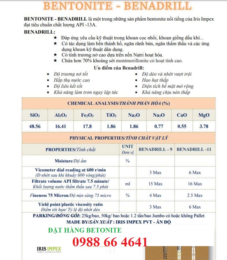 Bentonite dùng trong khoan cọc nhồi tại Đồng Nai Tây Ninh